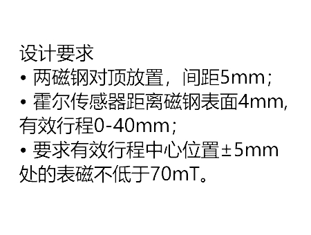 磁性傳感器用磁鋼設(shè)計要求，對磁鋼間距、霍爾等提出了具體參數(shù)要求