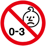 禁止標(biāo)志，標(biāo)有0-3和兒童頭像，表示磁鋼不適合低齡兒童使用